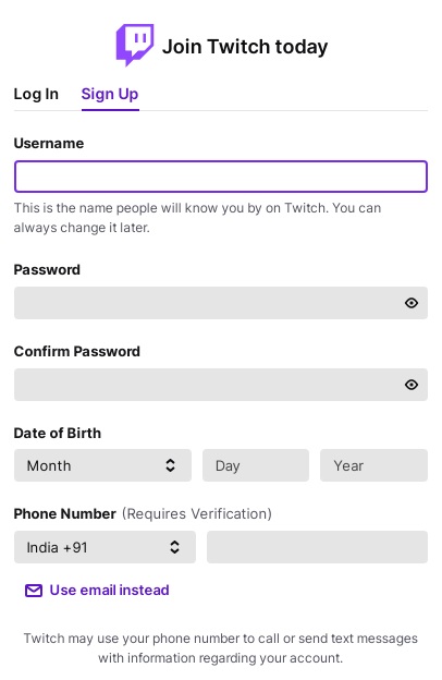  How to create Twitch TV account?